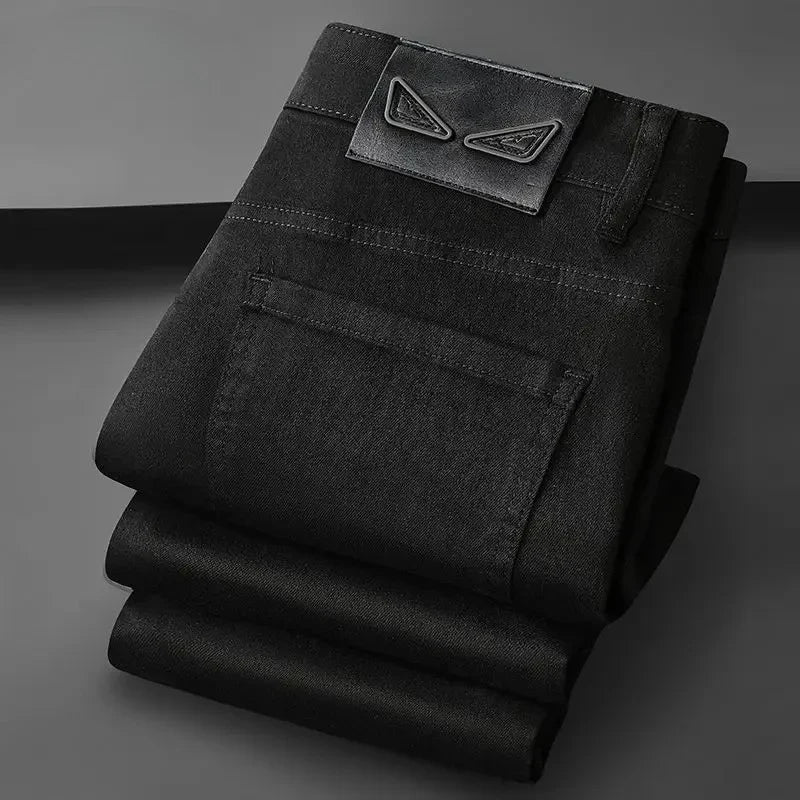 American Brand Men's Autumn Winter Straight-leg Slim Jeans High-quality Light Luxury Casual Versatile Fashion Korean Style Jeans