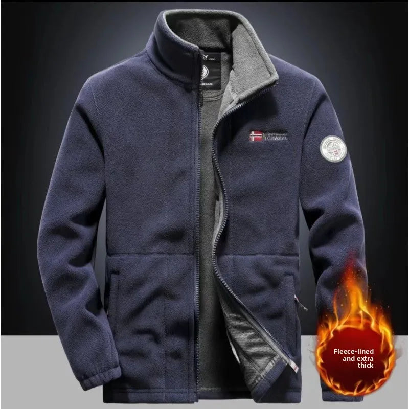 Spring Autumn Men's Outdoor Leisure Fishing Windproof Warm Cashmere Jacket Comfortable Fashionable Windproof Breathable Top