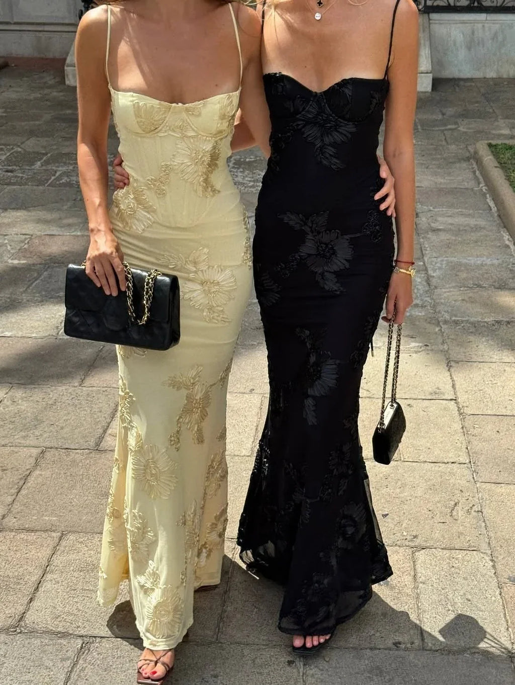 Women Maxi Backless Dress Sexy 3D Floral Embroidery Mermaid Gown Yellow Formal gala Prom Party Dress Long