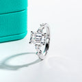3ct D Color Emerald Cut Moissanite & 0.3ct Pear Cut Engagement Ring 18K Gold Plated Ideal for Weddings Women's Gifts