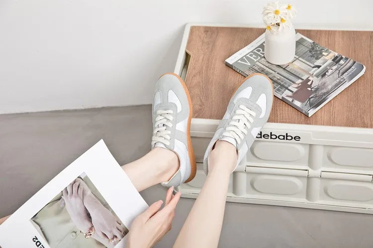 Women's Sneakers 2026 New Genuine Leather Ladies Moral Training Shoes Casual Spring Flat Shoes Women