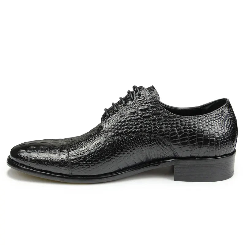 Luxury Crocodile Pattern Genuine Leather Shoes Handmade Men's Vintage Casual Leather Shoes Custom Pointed Toe Oxford Dress Shoe