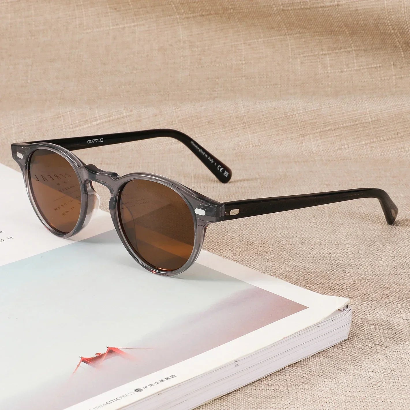 Gregory Peck Vintage Polarized Sun Glasses OV5186 Clear Frame Sunglasses Brand Designer Men Women OV 5186 Gafas Oculos with case