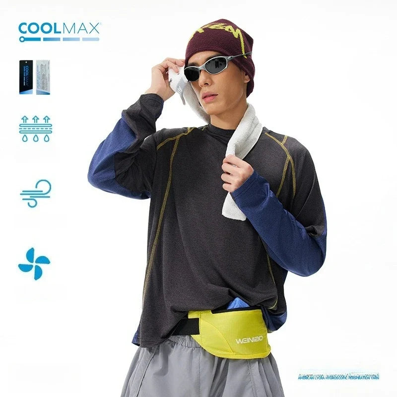 Unisex Sport  Long-Sleeved T-Shirt with Moisture-Wicking, Quick-Drying & Contrast Shoulder Design