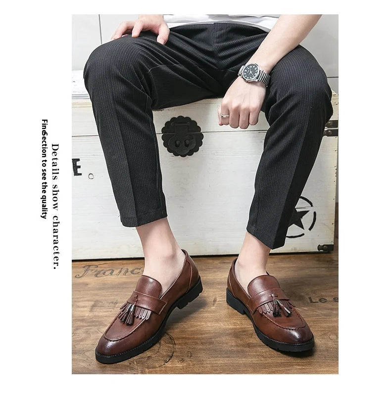 Tassel vamp loafers all match youth suit beamers men Korean version of British men's shoes best man shoes fashion