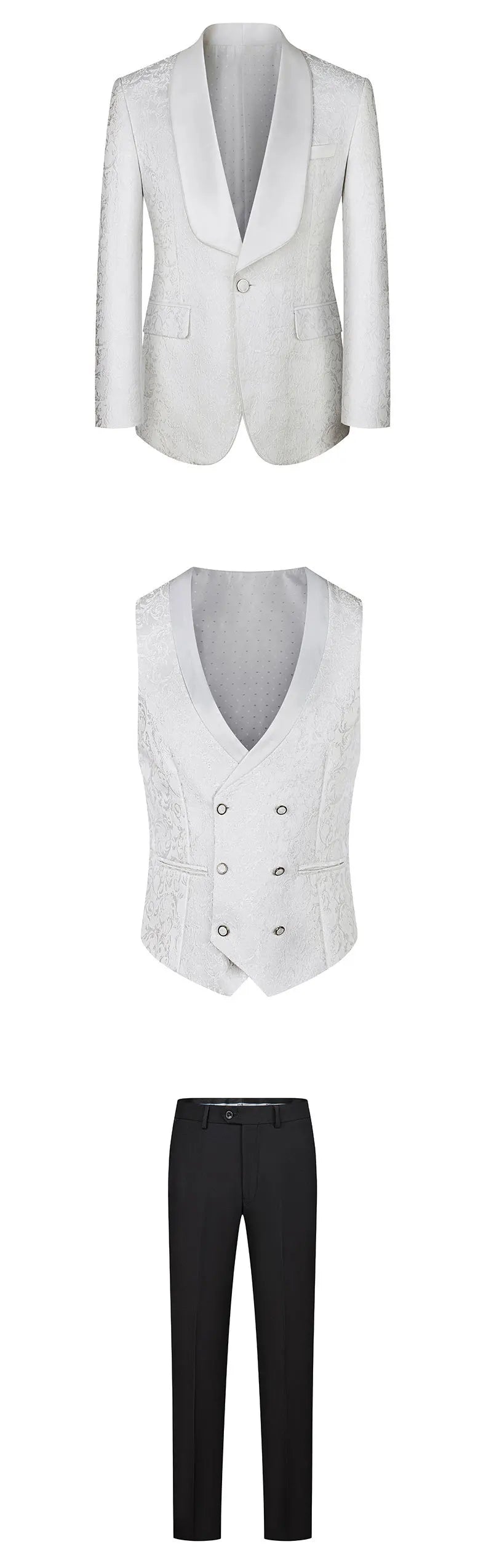 2025 New Large-Sized Jacquard Men's Suit for Wedding Dress, Groom's Suit Set, Host's Performance Costume