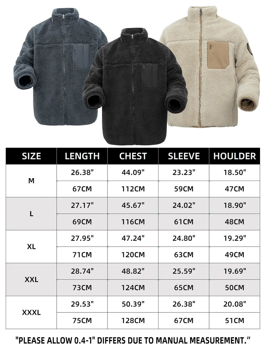 Men's Fleece Jacket Winter Thickened Coat Casual Stand Collar Daily Wear for Outdoor Activities Man Fur Outerwear Menswear