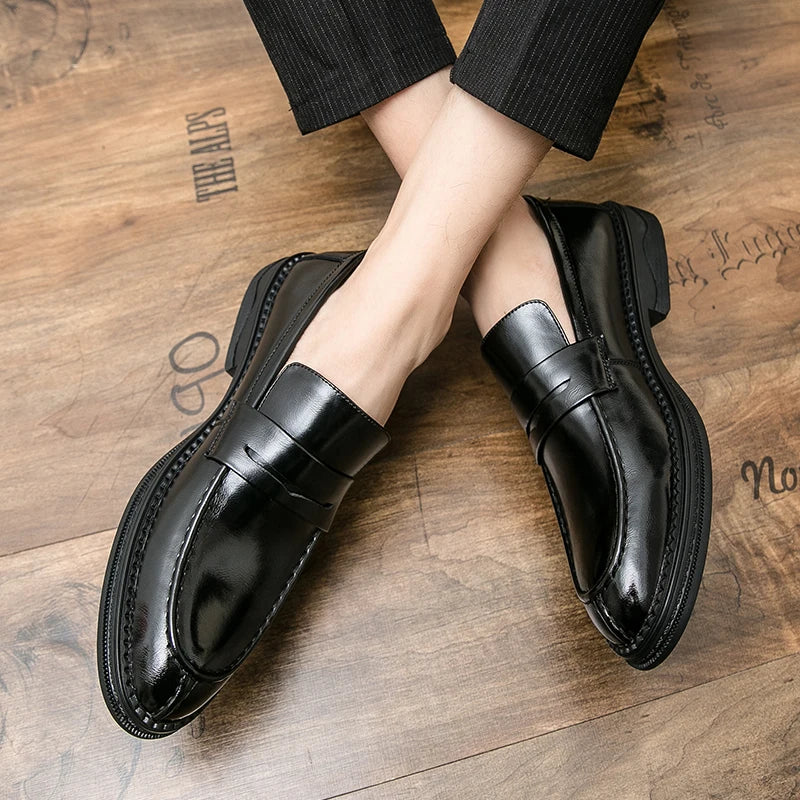 Premium Silver Business Shoes Men's Oxford Shoes Leather Brand Loafers Slip on High Quality Wedding Loafers Soft Sole Dress Shoe