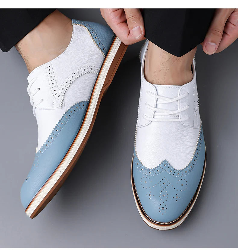 Men's Casual Business Leather Shoes Men Fashion Lace-up Derby Shoe Mens Light Comfortable Outdoor Driving Flats