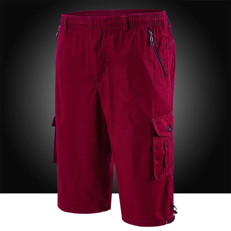 Cargo Shorts Men Zipper Pocket Many Men's Breeche Long Length 3/4 Capri Short Pant Cotton Bermuda Summer 2024 Casual Male Shorts