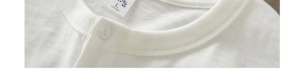 320G Heavyweight 100% Cotton Henley Neck T Shirt for Men Long-Sleeved Spring Autumn Casual Tops Solid Color Undershirts