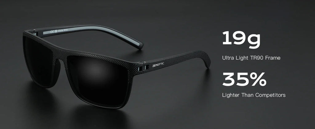 Polarized Sunglasses for Men Lightweight TR90 Frame UV400 Protection Square Sun Glasses