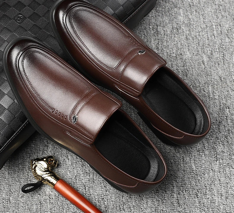 Cow Leather Men's Business Casual Shoes 2026 Spring Autumn Non Slip Dress Shoes Male Fashion Designer Loafers for Man