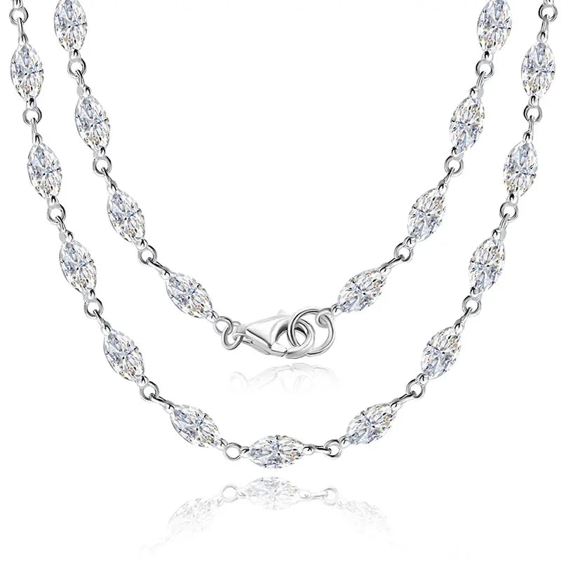 14.35-19ct Marquise Cut Moissanite Tennis Necklaces for Women Wedding Jewelry s925 Silver Authentic Moissanite Necklace