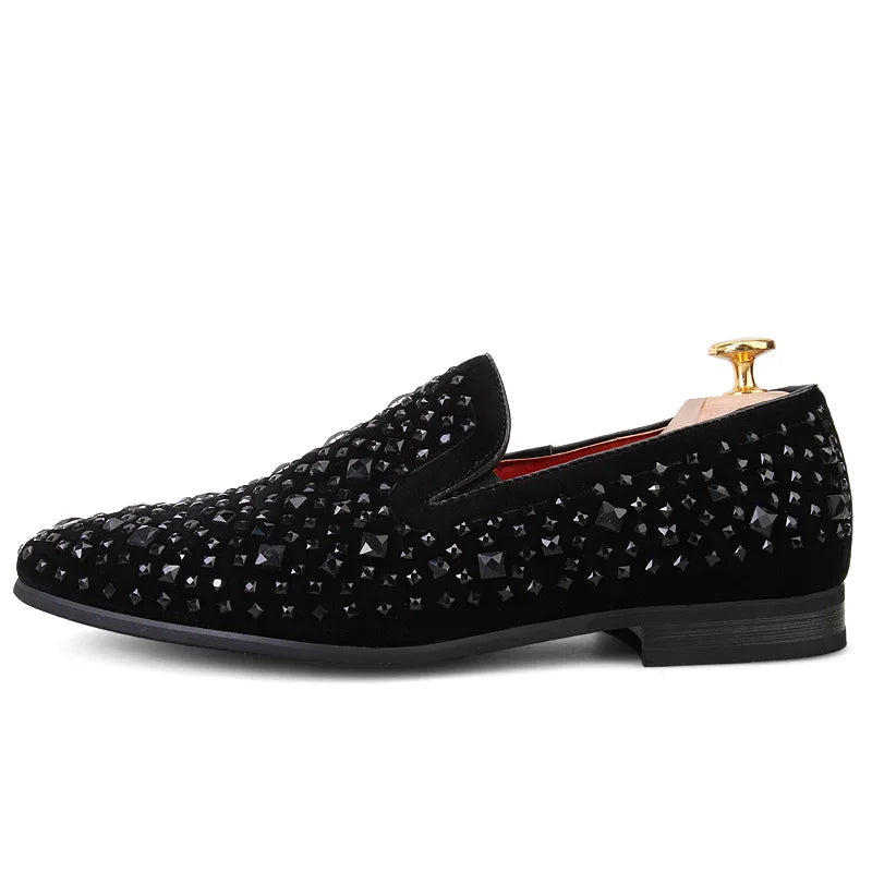 Formal Shoes Men Rhinestone Mens Dress Shoes Sepatu Slip On Pria Loafers Men Wedding Shoes Moda Italiana De Hombre Bona Zapatos