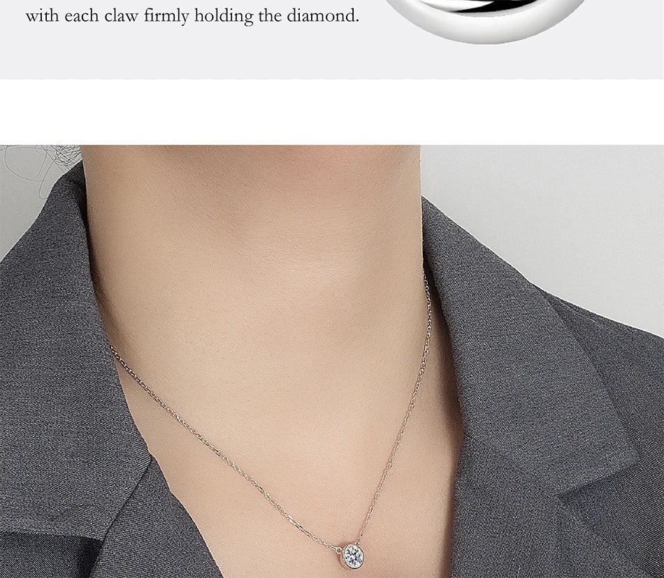0.5/1CT Moissanite Necklace for Women S925 Pure Silver Bubble Round Diamond Pendant Fashion Jewelry Party Gift