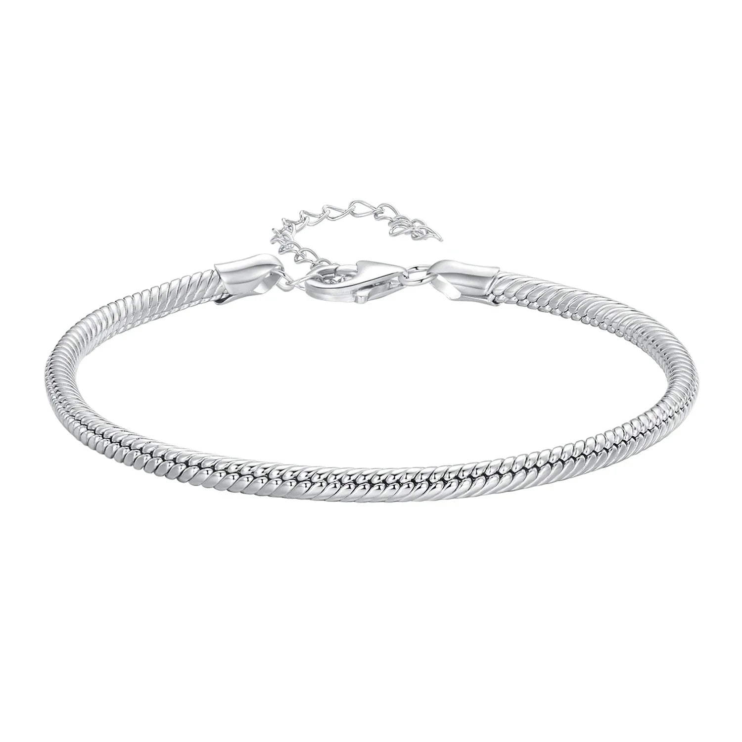Original 925 Sterling Silver Basic Bracelet Lobster Clip Snake Chains Infinite Love Clasp DIY Jewelry Beads for Women Gift