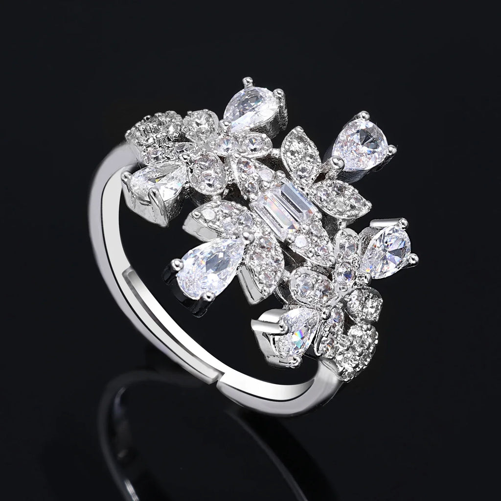 Luxury Women's Jewelry Elegant Style Bride CZ Necklace Earrings Bracelet Ring Jewelry Set&M Bride Large Wedding Jewelry Set