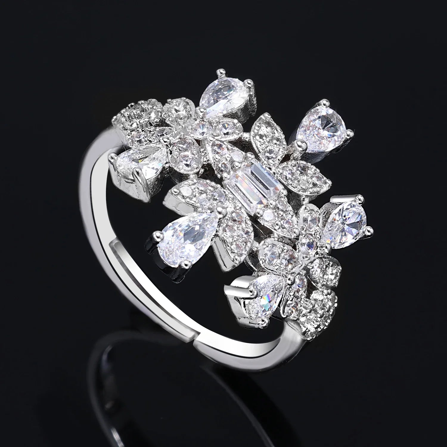 Luxury Women's Jewelry Elegant Style Bride CZ Necklace Earrings Bracelet Ring Jewelry Set&M Bride Large Wedding Jewelry Set