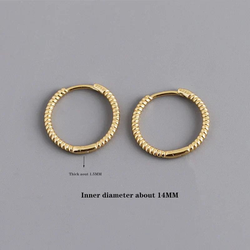 925 Sterling Silver Fashion Piercing Charm Twist Huggies Hoop Earrings for Women Rock Gothic Unisex Jewelry Ear Buckles