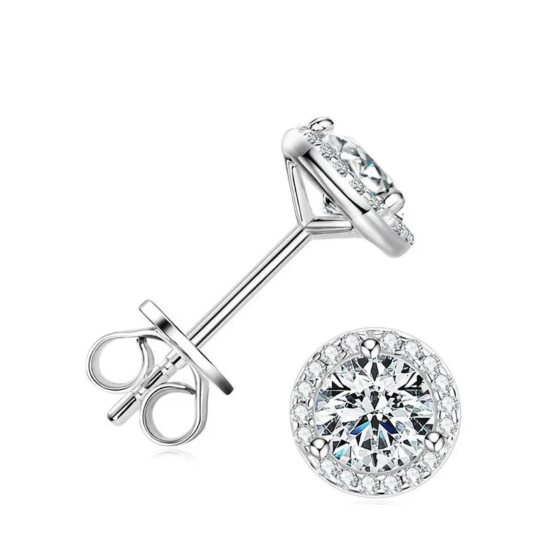 D Color Moissanite Earrings for Women Men Lab Grown Diamond Ear Studs 925 Sterling Silver Fine Jewelry Gift