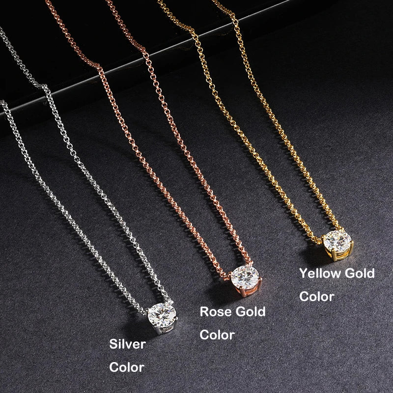Luxury 1/2/3/5CT Real D Color Moissanite Pendant Necklace For Women Men 925 Silver Plated 18K Bridal Neck Fine Jewelry Gift