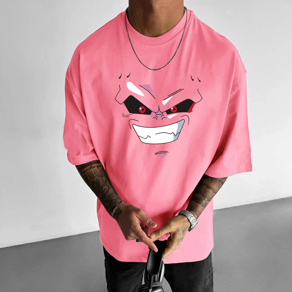 Dragon Ball GOKU Majin Buu Anime Peripheral Short Sleeve 2025 Summer Loose Harajuku Men's and Women's Cotton T-Shirts ins