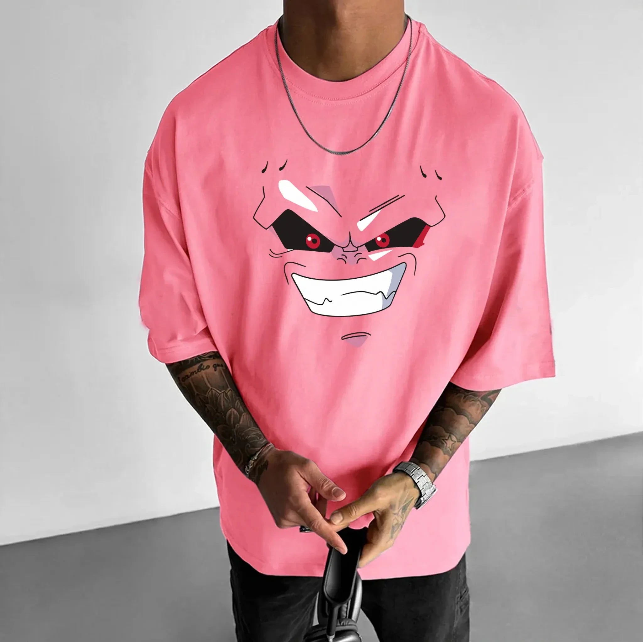 Dragon Ball GOKU Majin Buu Anime Peripheral Short Sleeve 2025 Summer Loose Harajuku Men's and Women's Cotton T-Shirts ins