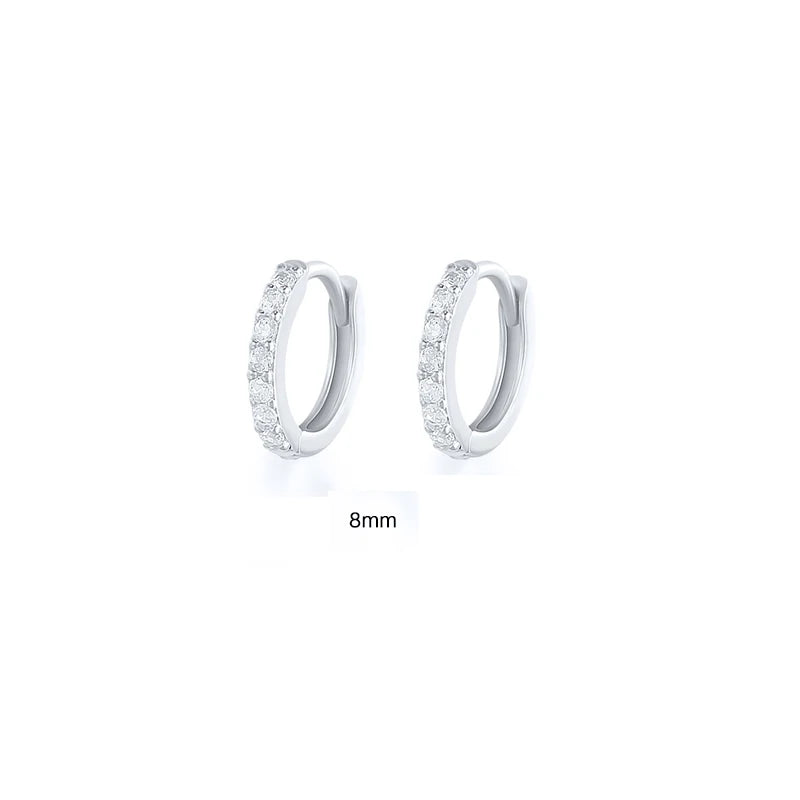 6/7/8/9 MM Cartilage Circle Earrings 925 Sterling Silver Bling CZ Huggie Hoop Earring for Women Piercing Buckle Wedding Jewelry