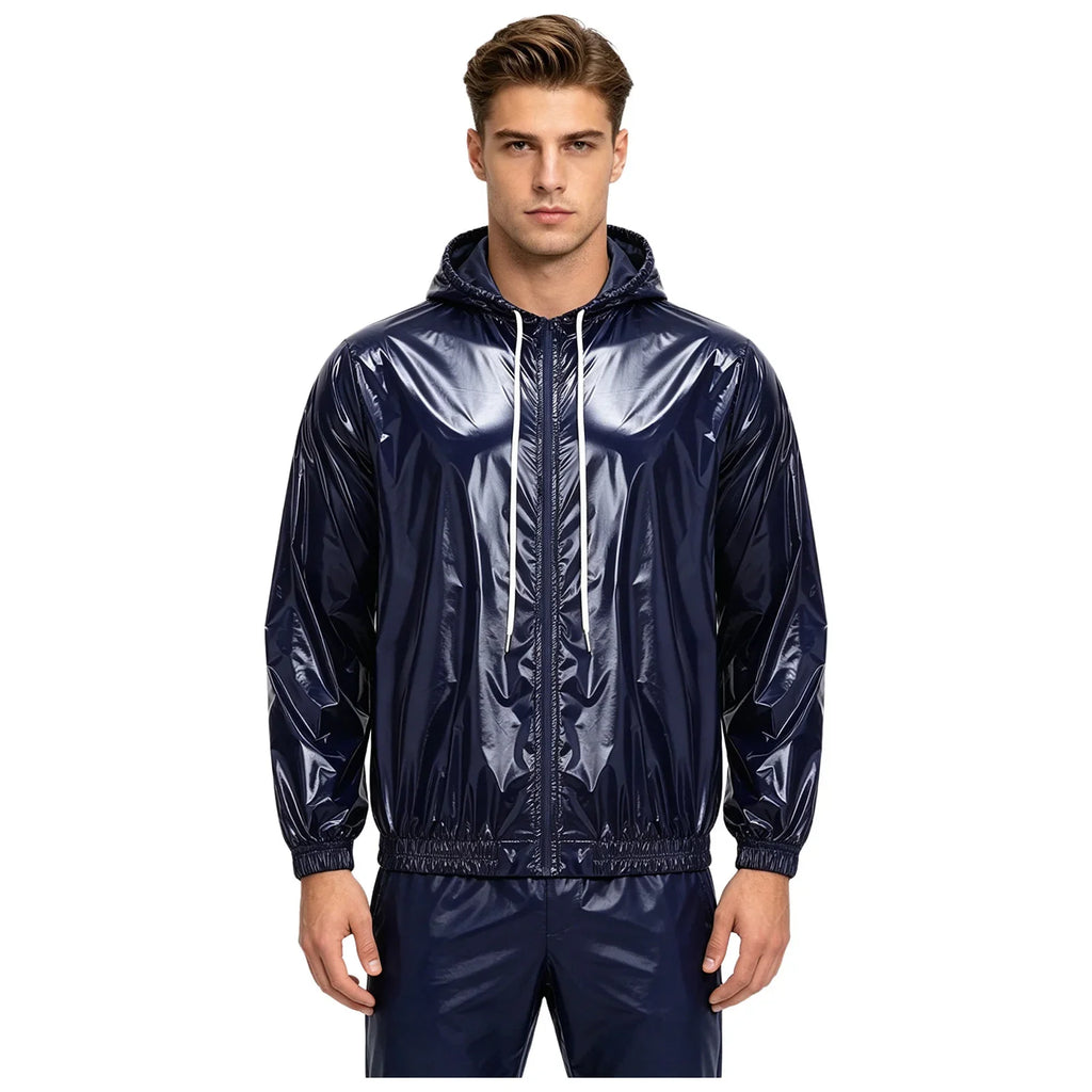 Mens Waterproof Hooded Jacket Tops Breathable Raincoat Waterproof Windproof Outdoor Biking Fishing Jacket Hood Outerwear