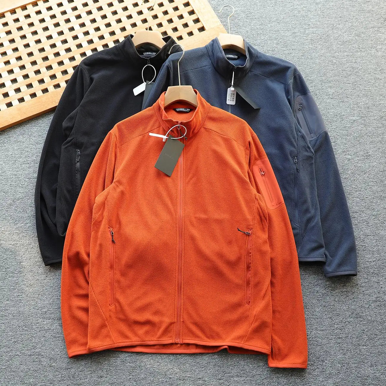Outdoor Lightweight Fleece Sweatshirt Jacket Men's Zipper Closure Stand Collar Technical Fabric Comfortable Youth Fashion