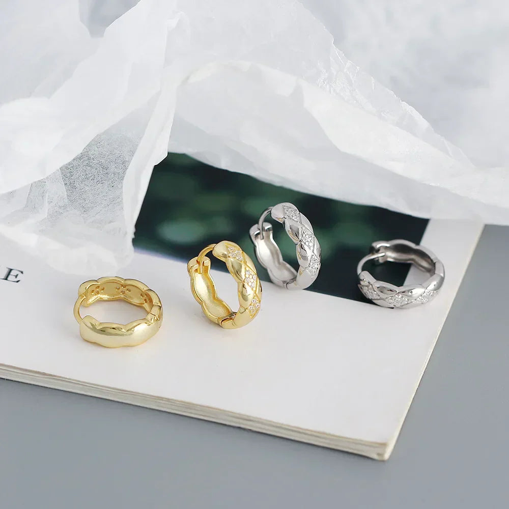 925 Sterling Silver Earring Colorful Dripping Oil Material Ear Ring Ear Buckle Rhombus Shape Trend Wild Girl Women Boy Ear Jewel
