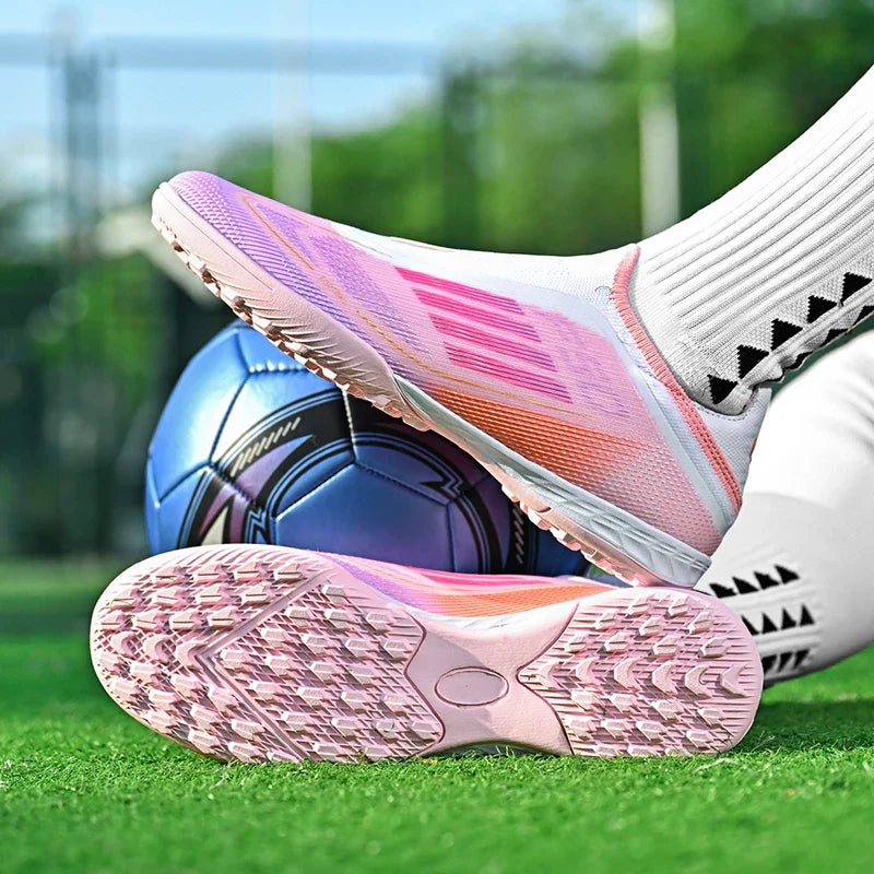 2555 High Quality Mens Soccer Shoes SLIP-ON Non-Slip Turf Soccer Cleats Boys TF/FG Training Football Boots Chuteira Campo F50