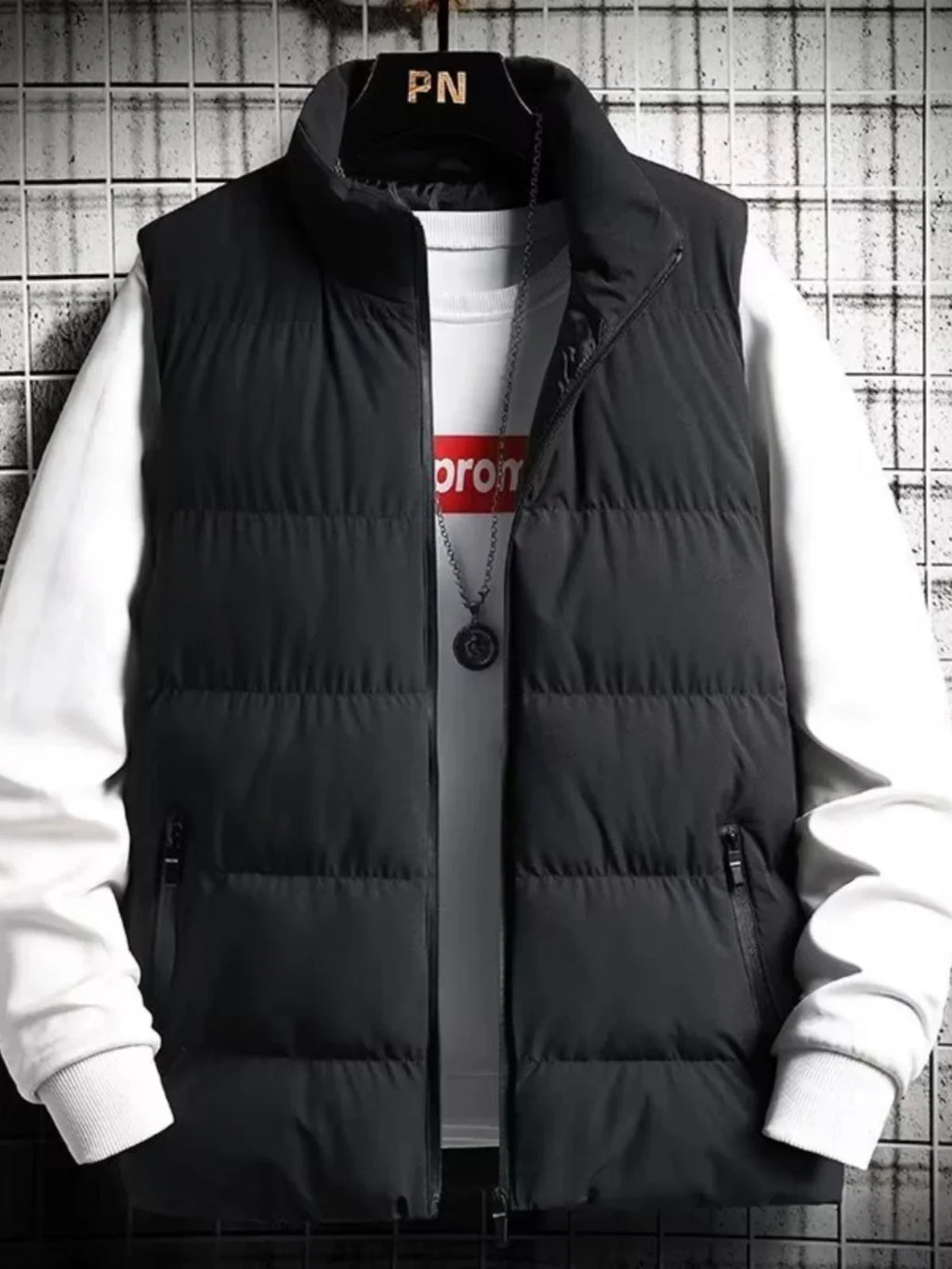 Men's down Vest Thickened Casual Style Stand Collar Jacket Autumn Winter New Fashion Youth Active Fit Zipper Pocket Daily Wear