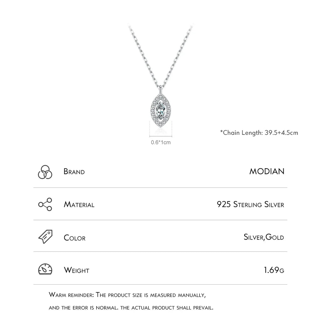 925 Sterling Silver Rhombus Sparkling Zirconia Pendant Necklace Trendy Gold Color Link Chain For Women Fine Jewelry Gifts