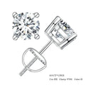 0.5-1ct Moissanite Screw Back Earrings for Women, D Color VVS1 Clarity Lab Created Diamond Earring White Gold Earrings