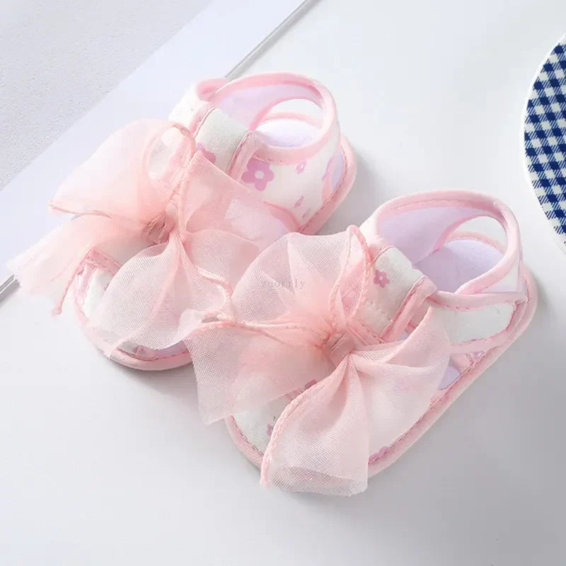 New Children Summer Clogs 0-18M Newborn Infant Baby Girl Princess Bowknot Sandal Sneakers Toddler Soft Crib Walkers Casual Shoes
