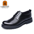 LAORENTOU breathable hollow out business round toe casual shoes, thick soled men's formal Derby shoes, wedding shoes 20933W