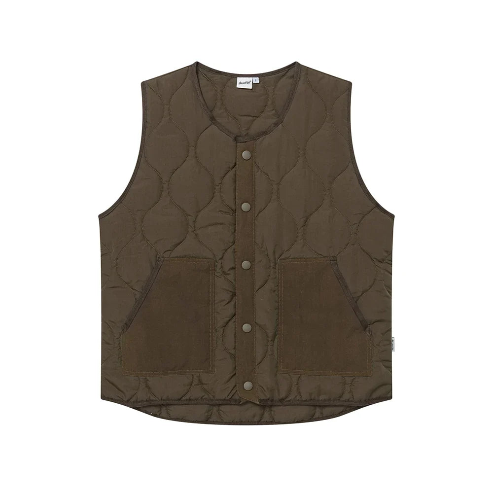Vintage Cotton Padded Vest Mens Sleeveless Quilted Jacket Thick Warm Casual Working Outerwear Men Autumn Winter
