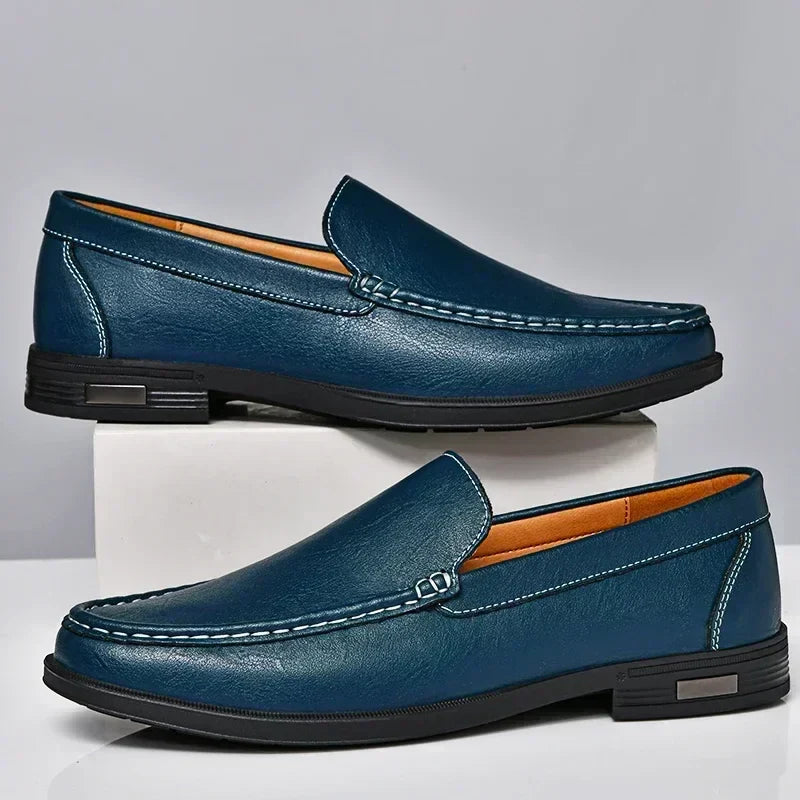 Leather Men Footwear Slip on Office Man Formal Shoes Wedding Party Men Dress Shoes Breath Driving Lazy Loafers Moccasins