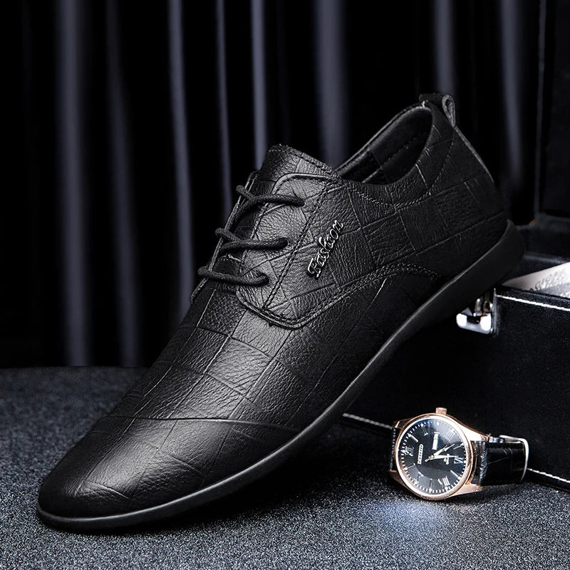 Luxury Business Oxford Genuine Leather Shoes Men Breathable Formal Dress Shoes Male Office Wedding Flats Footwear Evening Dress