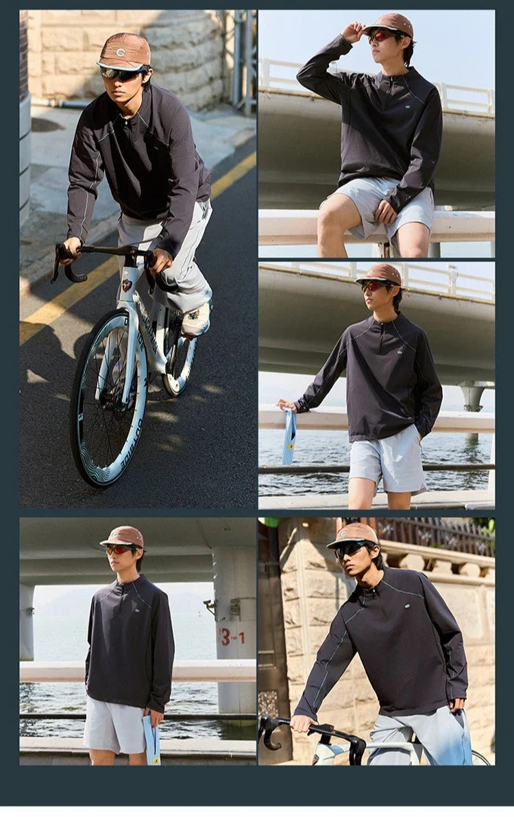 Man Quick-Dry Long Sleeve Shirt - Breathable, Anti-Odor, UPF Sun Protection with Raglan Sleeve Unisex Outdoor Jacket