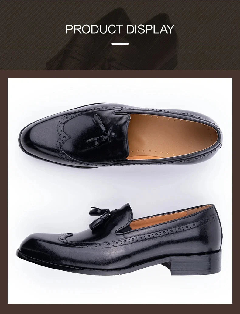 New Style Business Men Loafers Shoes Genuine Cowhide Handmade Sewing Casual Formal Wedding Party Slip on Pointed Dress Shoes Man