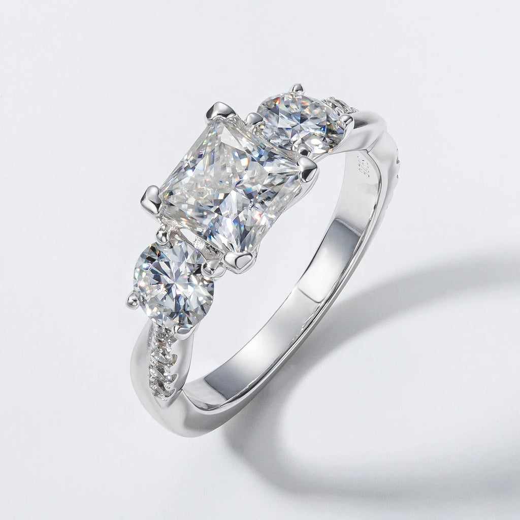 1.5ct Princess Cut Center Moissanite Bridal Rings Set  925 Sterling Silver Engagement Wedding Band Rings Wholesale