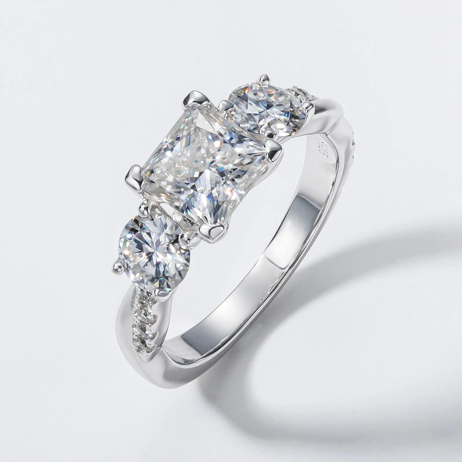 1.5ct Princess Cut Center Moissanite Bridal Rings Set  925 Sterling Silver Engagement Wedding Band Rings Wholesale