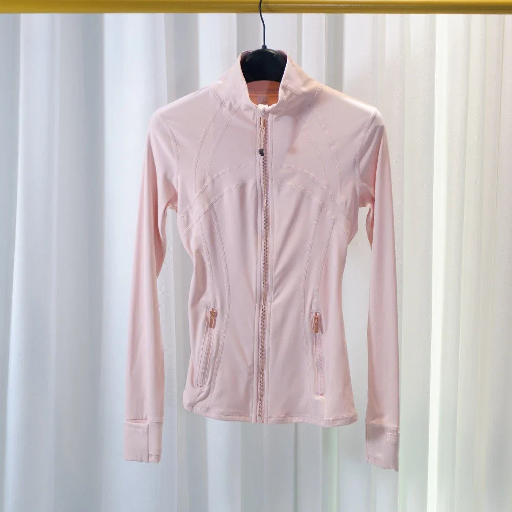 New Version Gold Zipper Slimming Jacket Yoga Stand Collar Coat Slim Fit Quick-Dry Sports Thin Twilight Rose Gold Summer