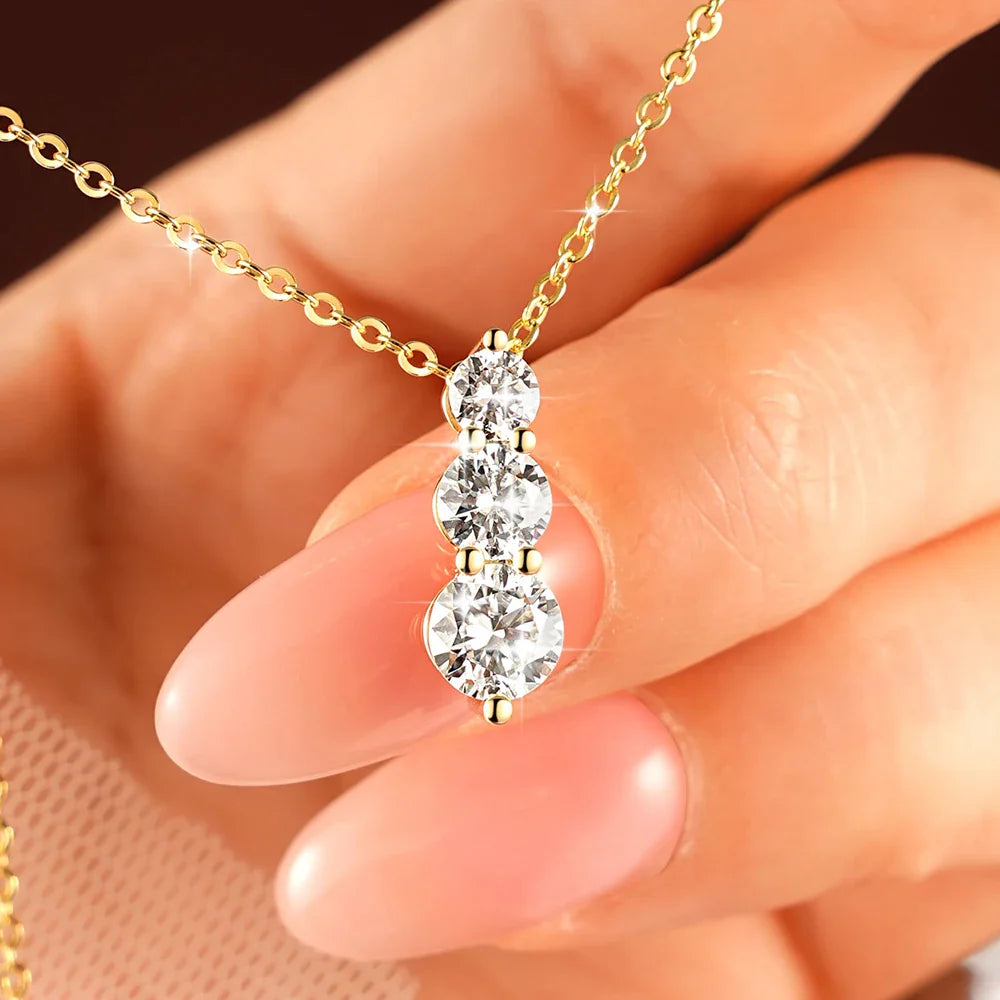 4mm&5mm&6mm Round Cut Moissanite Pendant Necklace For Women 14K Gold Filled Lab Diamond Necklaces Jewelry