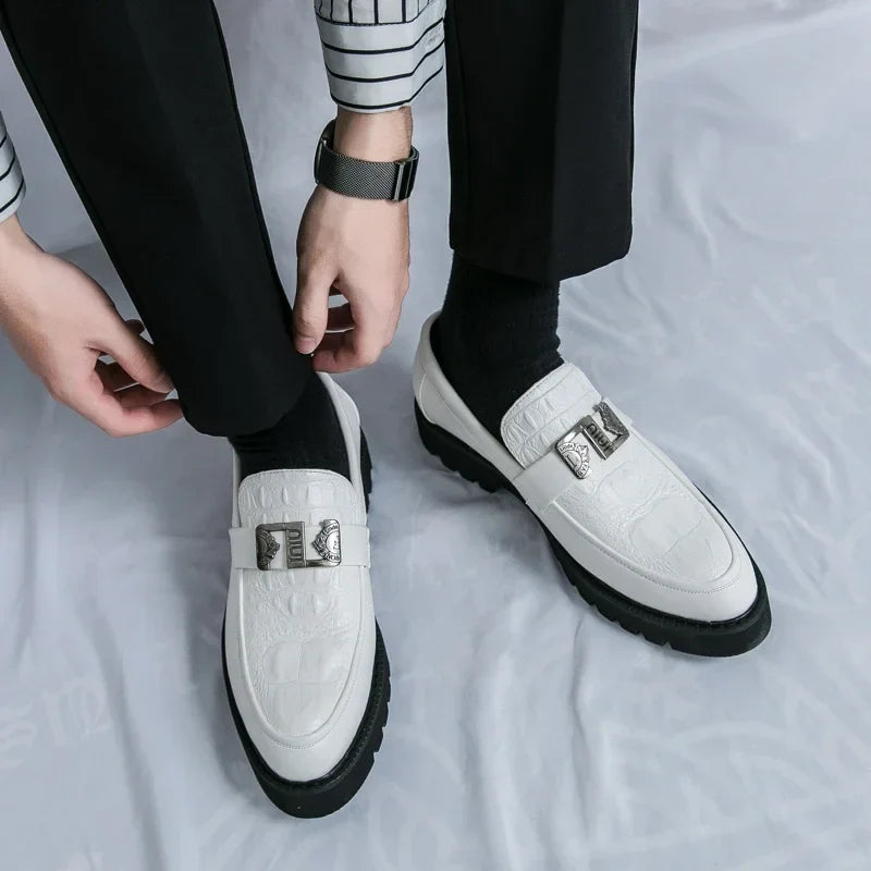 Mens Loafers Party Business Thick Soled Men Leather Shoes Dress Platform Shoes Comfortable Fashion New Casual Shoes for Men