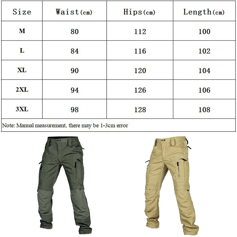 Men Tactical Casual Pants Multi-pocket Waterproof Tactical Cargo Trousers Wear-resistant Outdoor Hiking Workwear Trouser Male