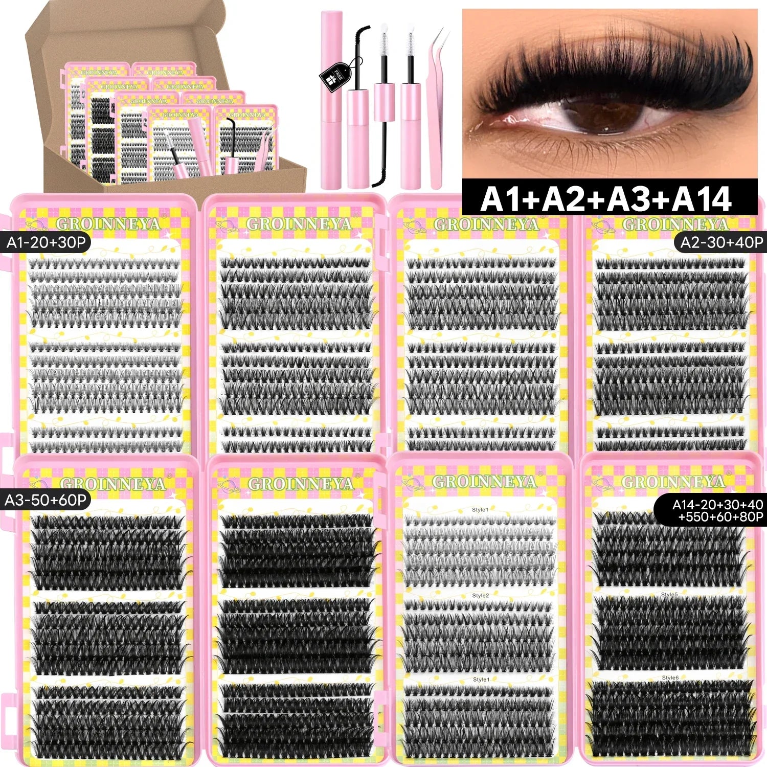Clusters Lashes With Waterproof Strong Hold DIY Lash Extension Kit Lash Bond And Seal And Eyelash Tweezers Makeup